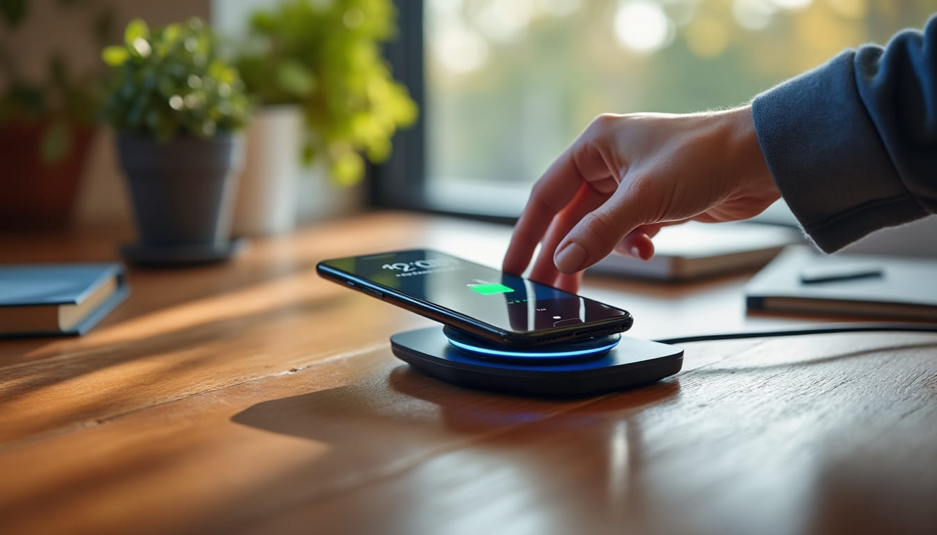 Illustration: Définition et fonctionnement de la charge par induction pour smartphone